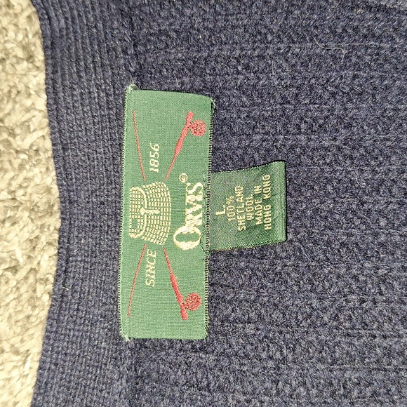 Orvis 100% Shetland wool vest - metal buttons - L - navy blue - Picture 3 of 8